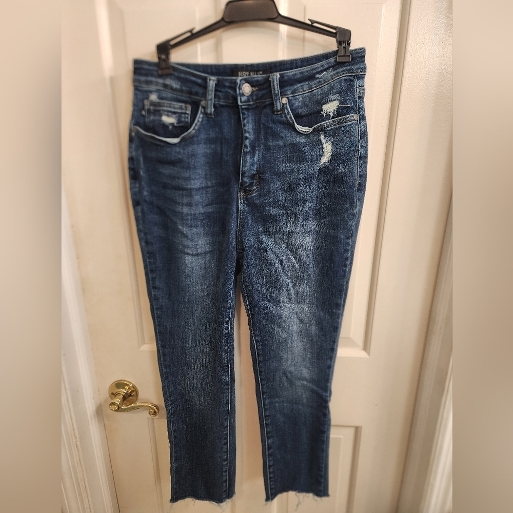 Judy Blue Medium Wash Skinny Fit Distressed Jeans Stretch Size 11/30